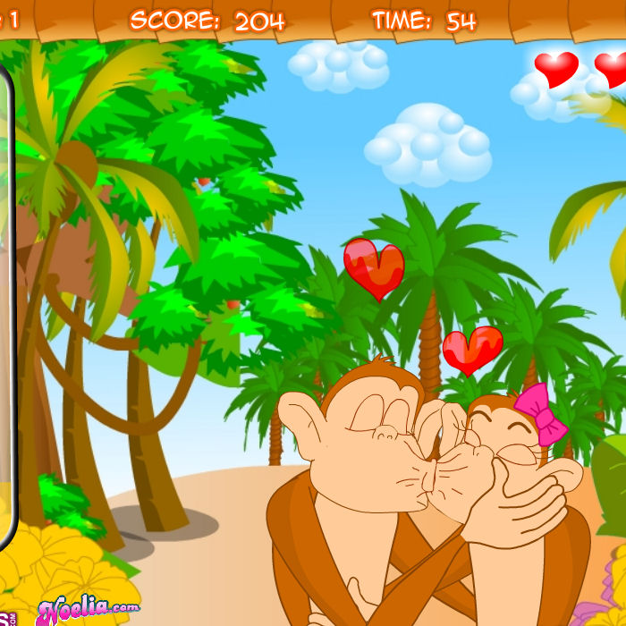 Juego de muchos besos entre monos